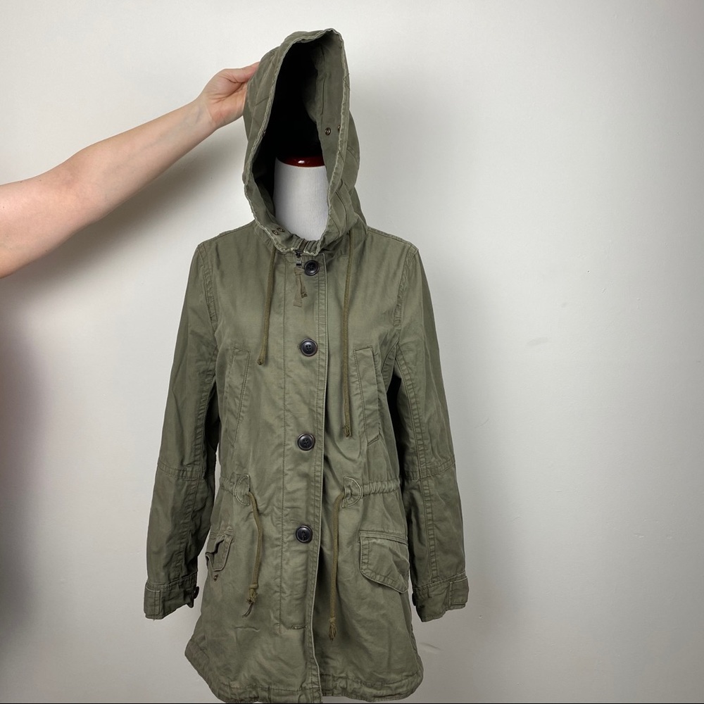 Gap Army Green Oversized Hooded Parka size Small - Picture 3 of 11